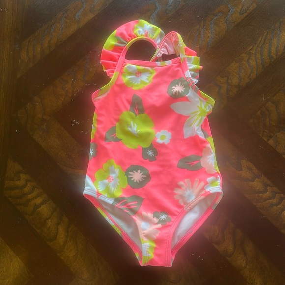 Girl’s Floral Swim Suit Top With Pink Bikini Bottoms Size 2T - Picture 7 of 7